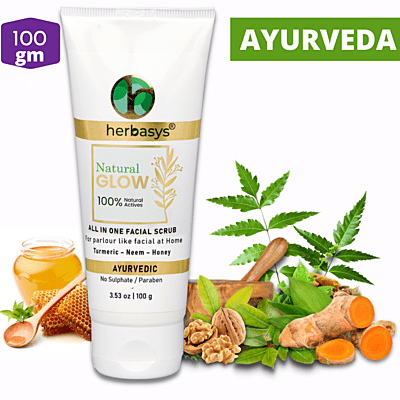 herbasys Natural Glow All in One Facial Scrub-Turmeric, Neem, Honey(2*100gm) 