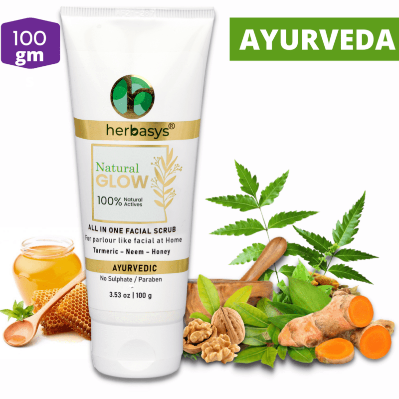 herbasys Natural Glow All in One Facial Scrub-Turmeric, Neem, Honey(2*100gm) herbasys Natural Glow All in One Facial Scrub-Turmeric, Neem, Honey(2*100gm)