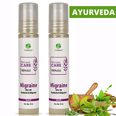 herbasys Natural Care - Migraine Pain Relief Roll On| 100% Natural | Ayurvedic 10 ML *2 